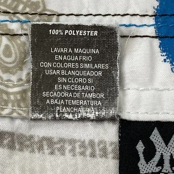 Micros Board Shorts Swim Bathing Suit Mens size 33 White Blue Skull Paisley - Picture 8 of 8